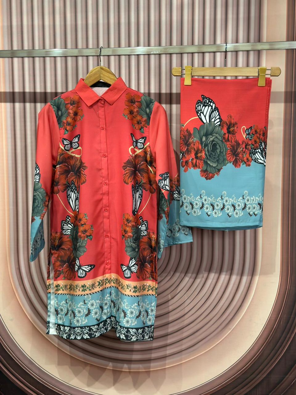 Elegant Printed Flower 2-Piece Co-ord Set Khaddar💖✨