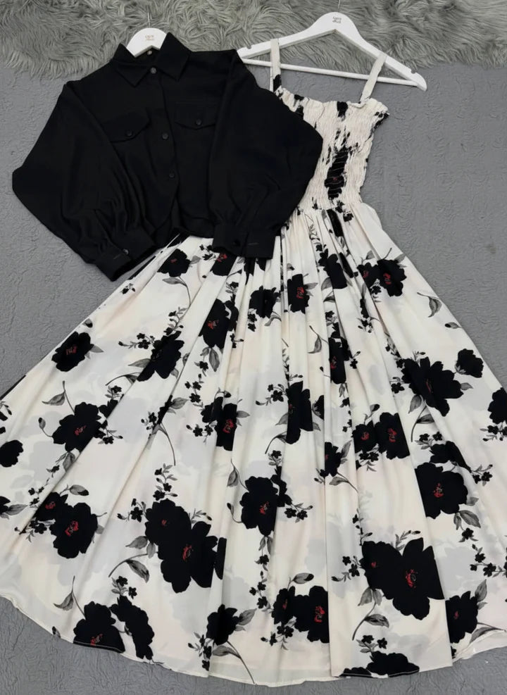 💖Printed Flower 2-Piece Maxi 🌟 -D:2004✨
