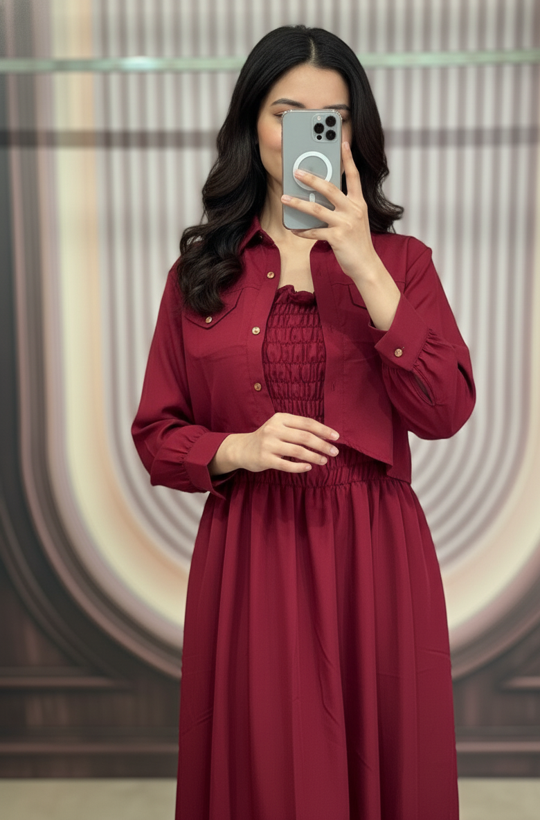 2 Piece Maxi Full Statchable & With Attractive Colors👗