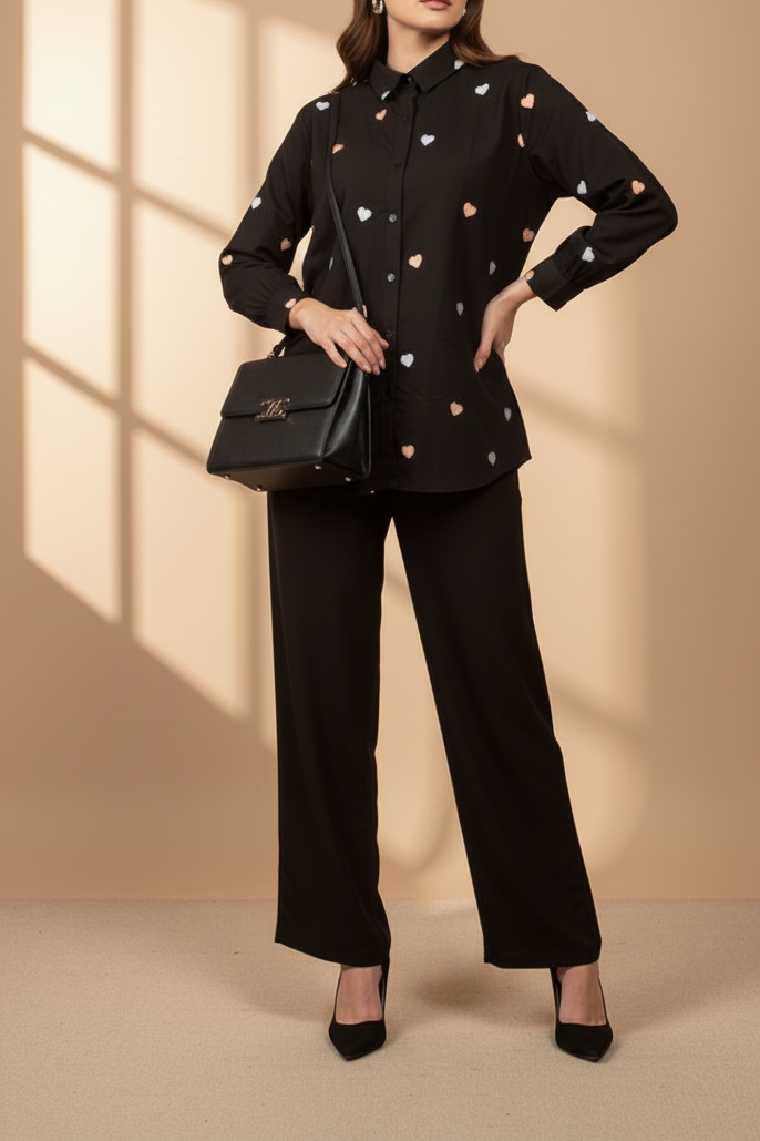 2 Piece Embroided Heart Suit 👗✨