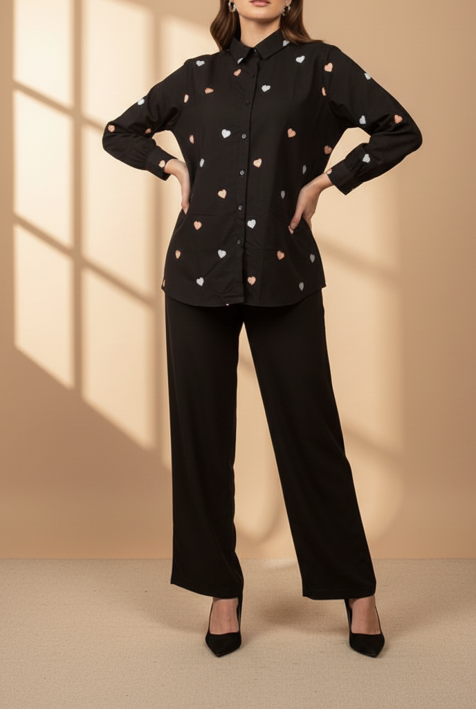 2 Piece Embroided Heart Suit 👗✨