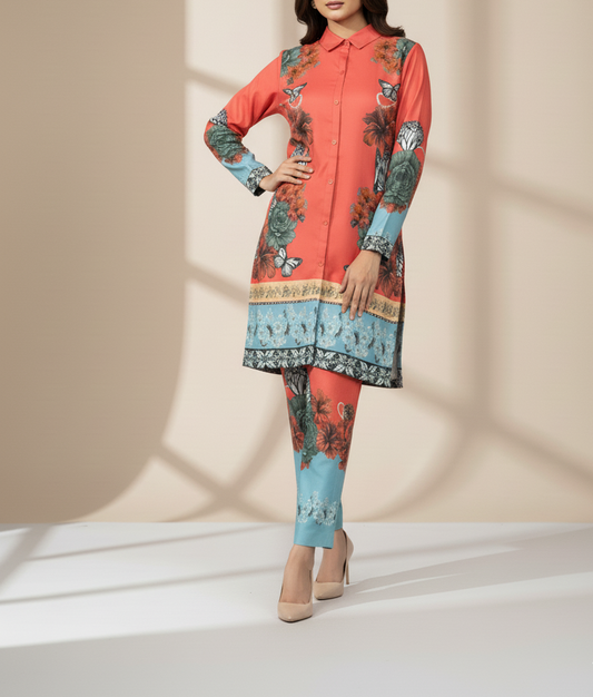 Elegant Printed Flower 2-Piece Co-ord Set Khaddar💖✨