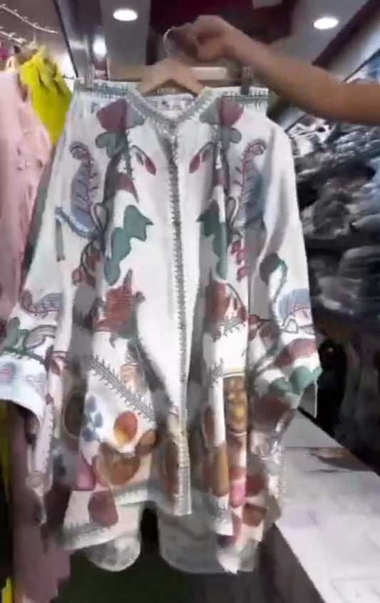 Poncho Style 2Pc Degital Printed Dress